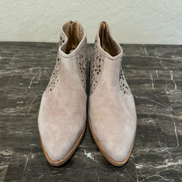 Italeau Floral Laser Cut Out Suede Booties - Picture 6 of 13